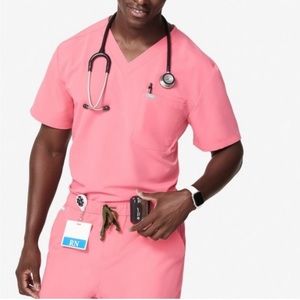 FIGS-Mens-Neon-Pink-Scrub-Set-XL